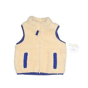 Sherpa fleece vest with blue trim